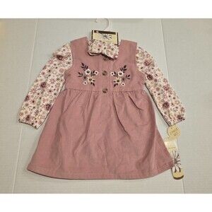 Daisy Fuentes 2 Piece Pink Floral Dress With Headband Size 24 Months New w/ Tags